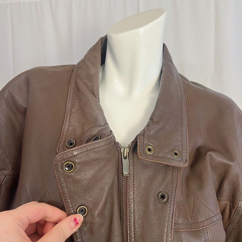 Vintage Adventure Bound by Wilson't Brown Leather Bomber Jacket Size L - Picture 2 of 8
